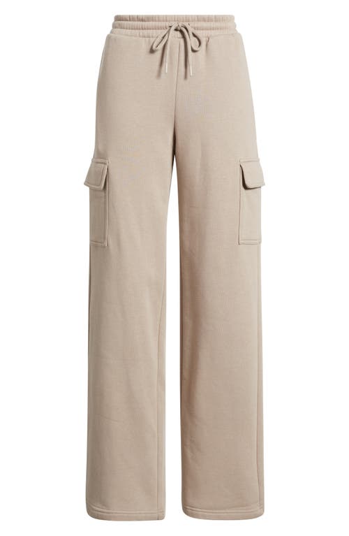 Bp. Elastic Waist Wide Leg Fleece Cargo Pants In Neutral
