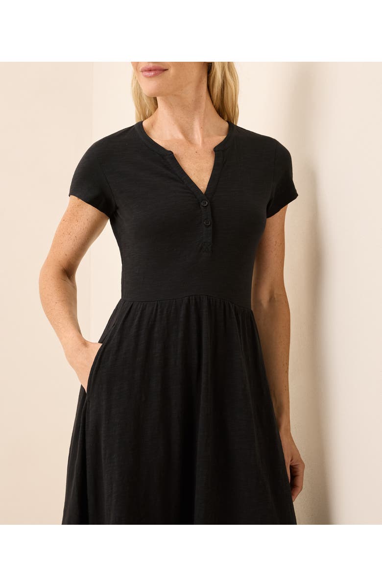 Pact Organic Cotton Relaxed Slub Henley Market Dress, Alternate, color, Black