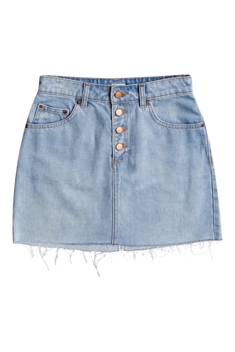 Surfing Girl Power High Waist Denim Skirt, Alternate, color, LIGHT BLUE