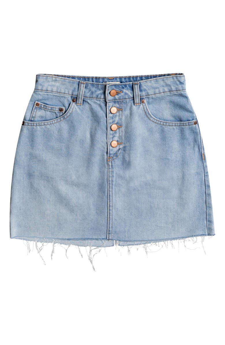 Roxy Surfing Girl Power High Waist Denim Skirt, Alternate, color, 