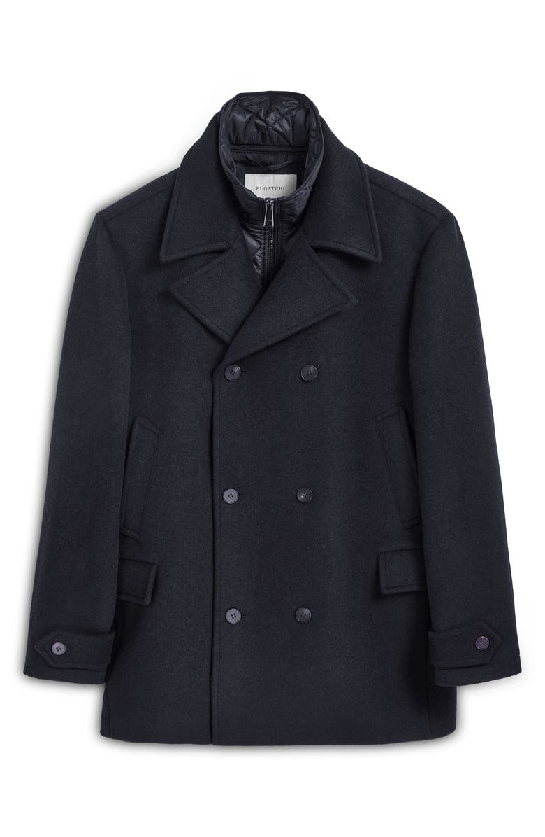 Bugatchi Wool Blend Peacoat with Removable Bib, Alternate, color, 