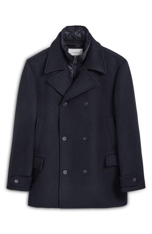 Bugatchi Wool Blend Peacoat With Removable Bib In Black