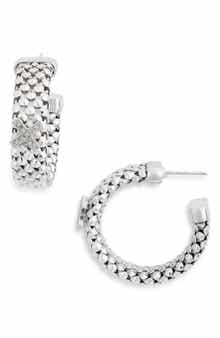 MESHMERISE Diamond Cross Hoop Earrings - 0.12ct.