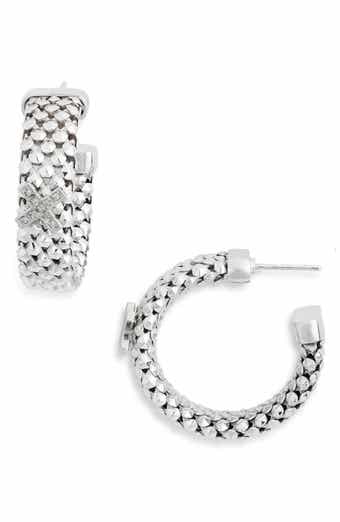 MESHMERISE Diamond Cross Hoop Earrings - 0.12ct.