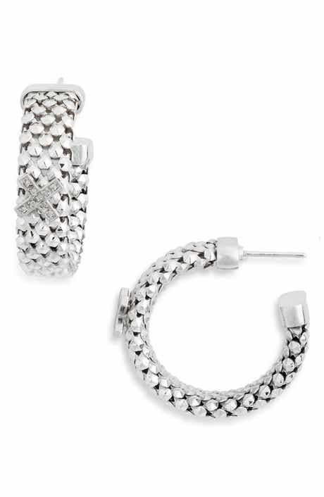 MESHMERISE Diamond Cross Hoop Earrings - 0.12ct.
