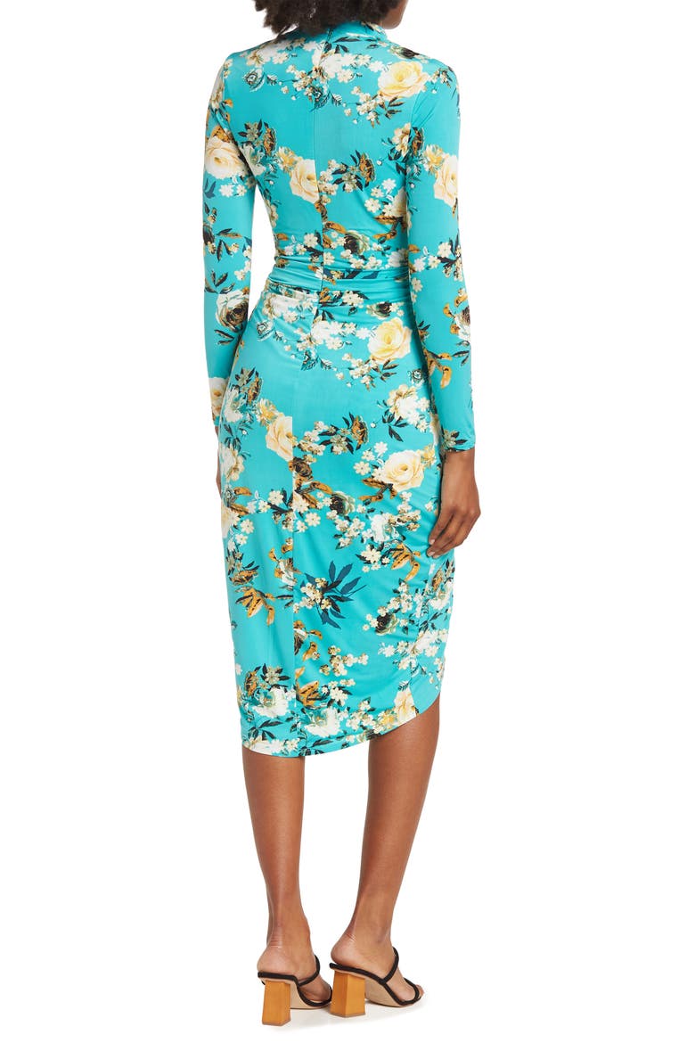 Printed Marlene Wrap Midi Dress, Alternate, color, GREEN FLORAL