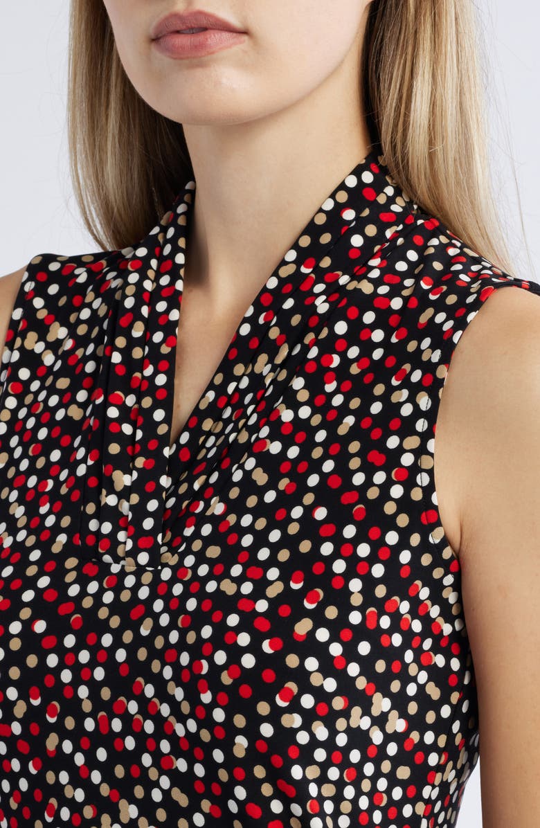 Anne Klein Polka Dot Triple Pleat Sleeveless Top, Alternate, color,
