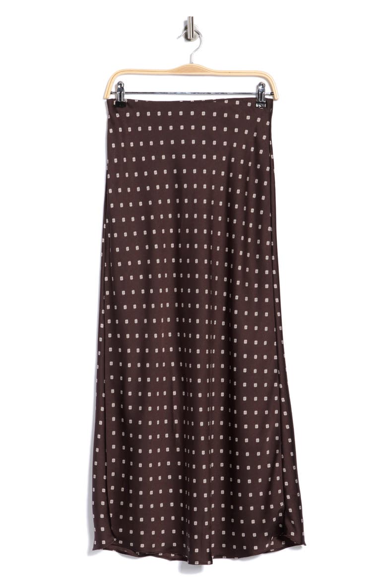 Bias Cut Maxi Skirt, Main, color, ESPRESSO PIN DOT