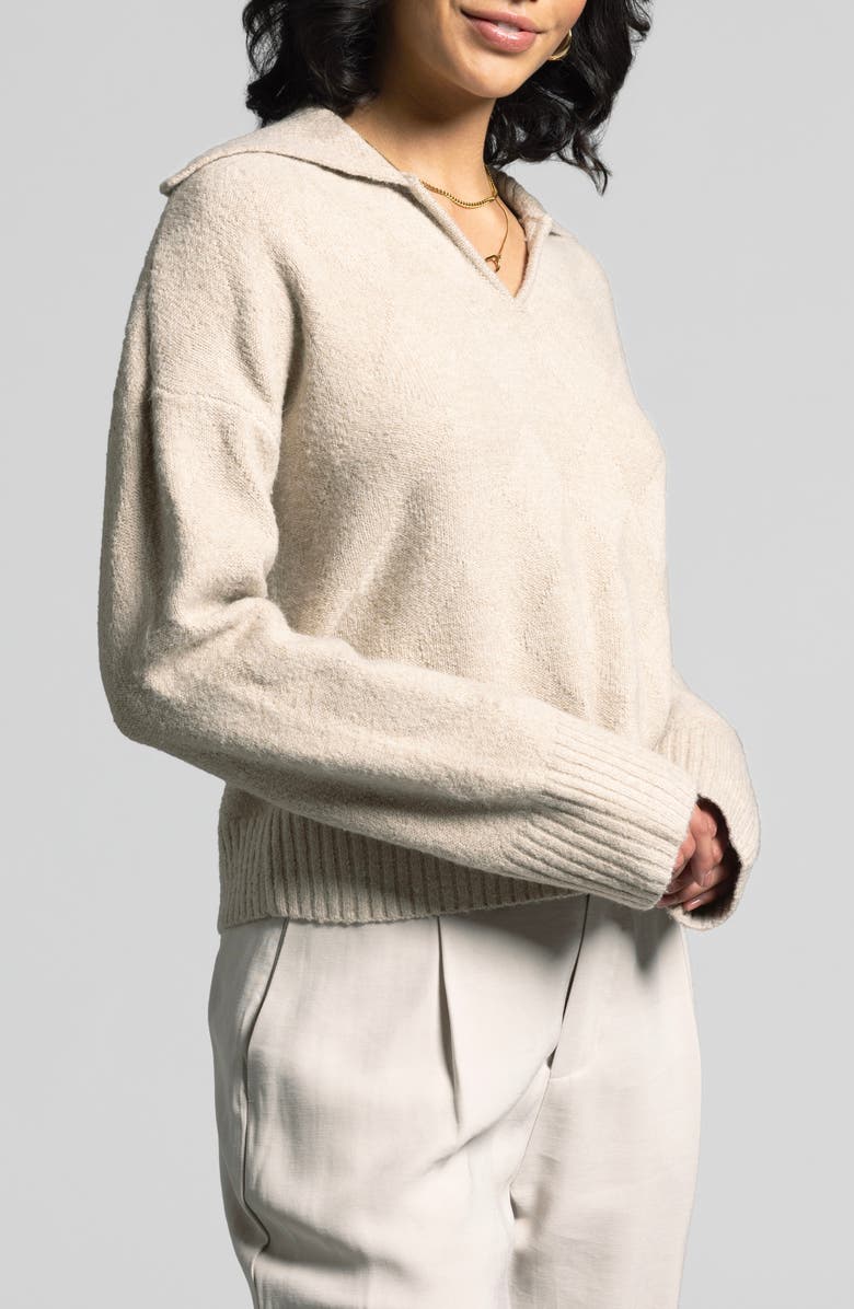 WEEKEND LOS ANGELES Prudence Johnny Collar Sweater, Alternate, color, Moonstruck