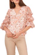 Chaus Cascading Bubble Sleeve Chiffon Top
