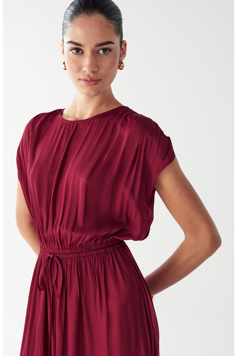 Carol Tucked Dress, Alternate, color, Burgundy