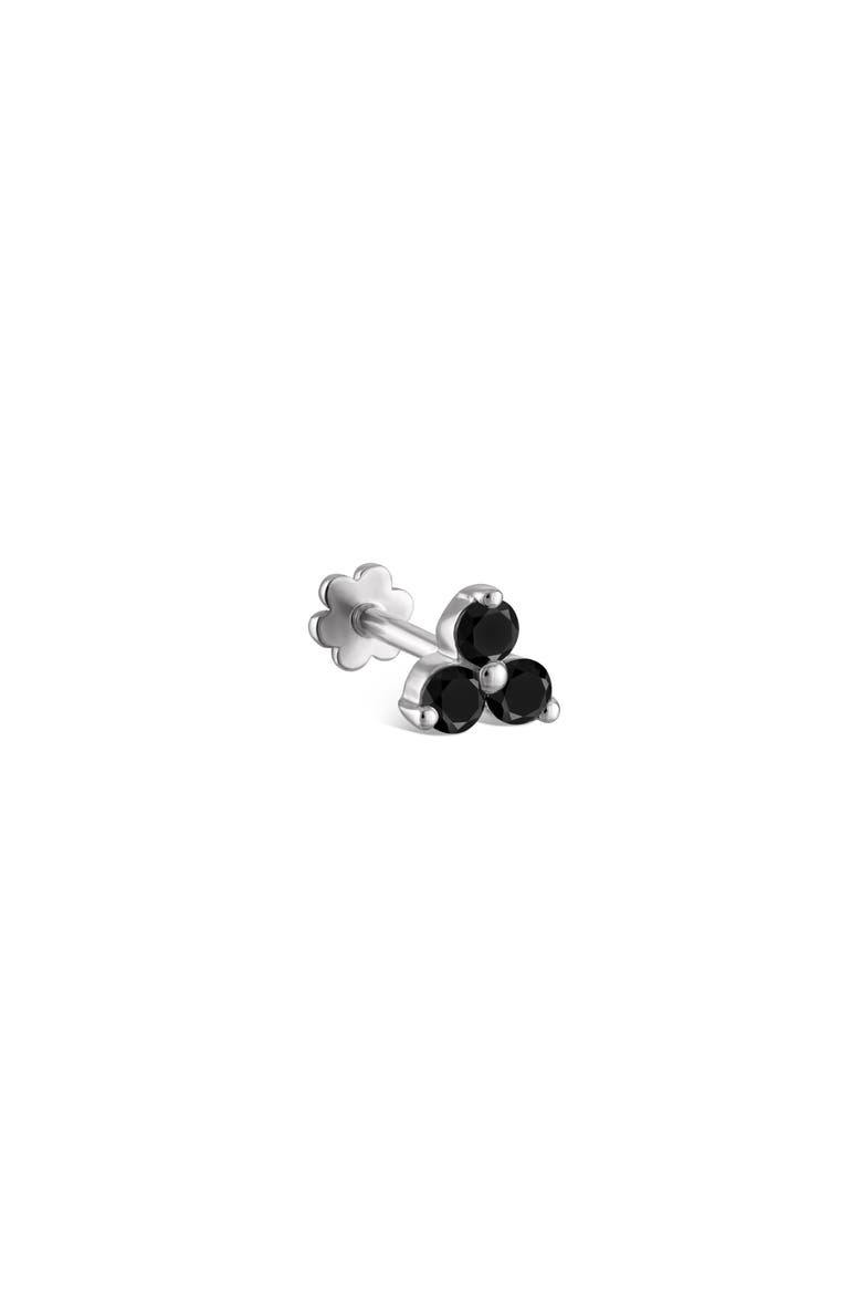 Black Diamond Trinity Single Threaded Stud Earring, Main, color, WHITE GOLD