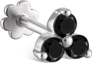 MARIA TASH Black Diamond Trinity Single Threaded Stud Earring