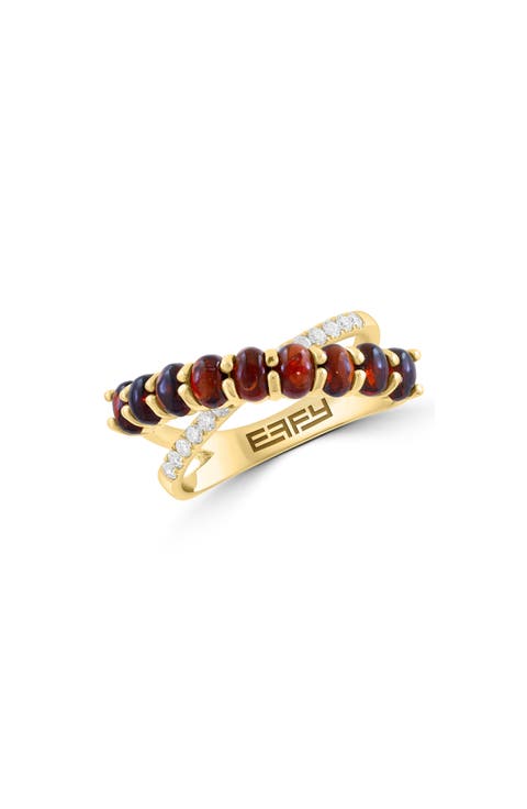 Diamond & Garnet Crisscrossing Band Ring