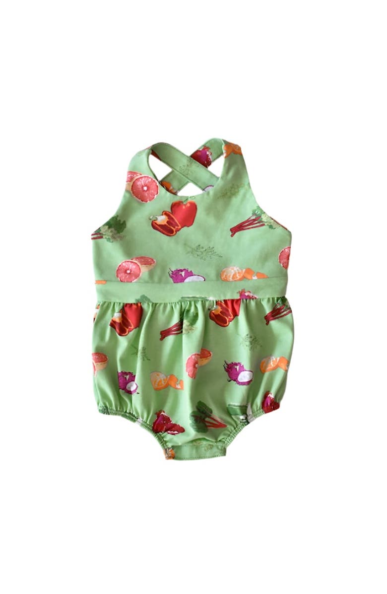 WORTHY THREADS Cross Back Bubble Romper, Main, color, Greens Market