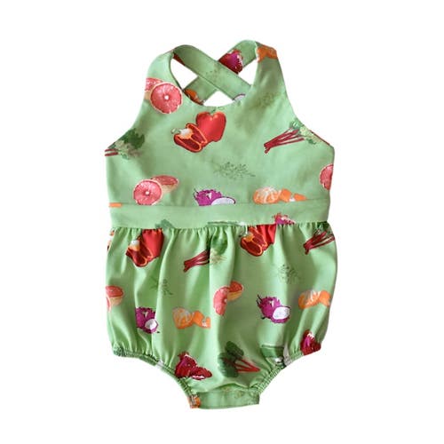 Worthy Threads Cross Back Bubble Romper In Greens Market