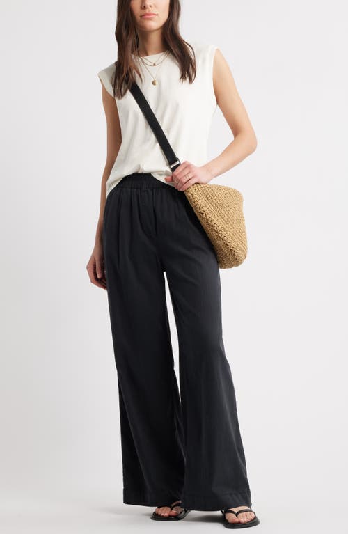 Treasure & Bond Pleated Wide Leg Pull-on Pants In Black