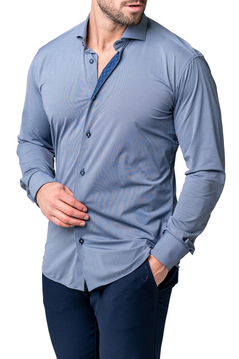 Einstein Yoli Blue Stretch Button-Up Shirt, Alternate, color, BLUE