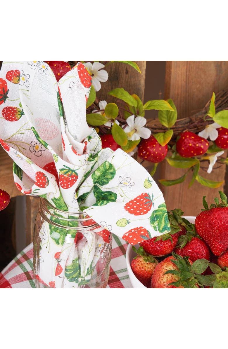 C&F Home Strawberry Patch & Plaid Placemats Set of 6, 14" x 20", Alternate, color, Red