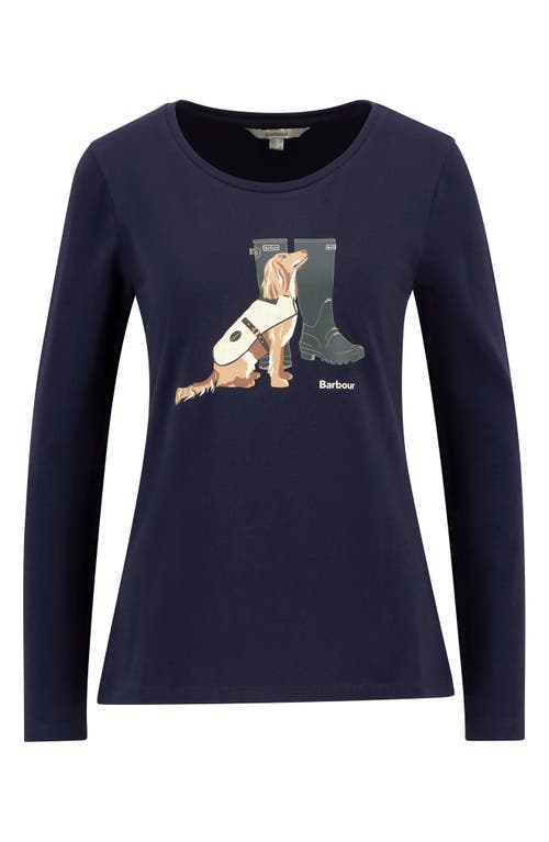 Barbour Hedley Long Sleeve Cotton Graphic T-shirt In Blue