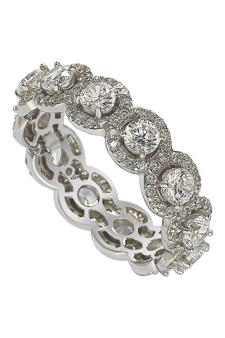 Sterling Silver CZ Bridal Band Ring, Alternate, color, WHITE