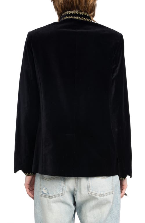 Zadig & Voltaire Verysa Brocade Collar Velveteen Jacket In Black