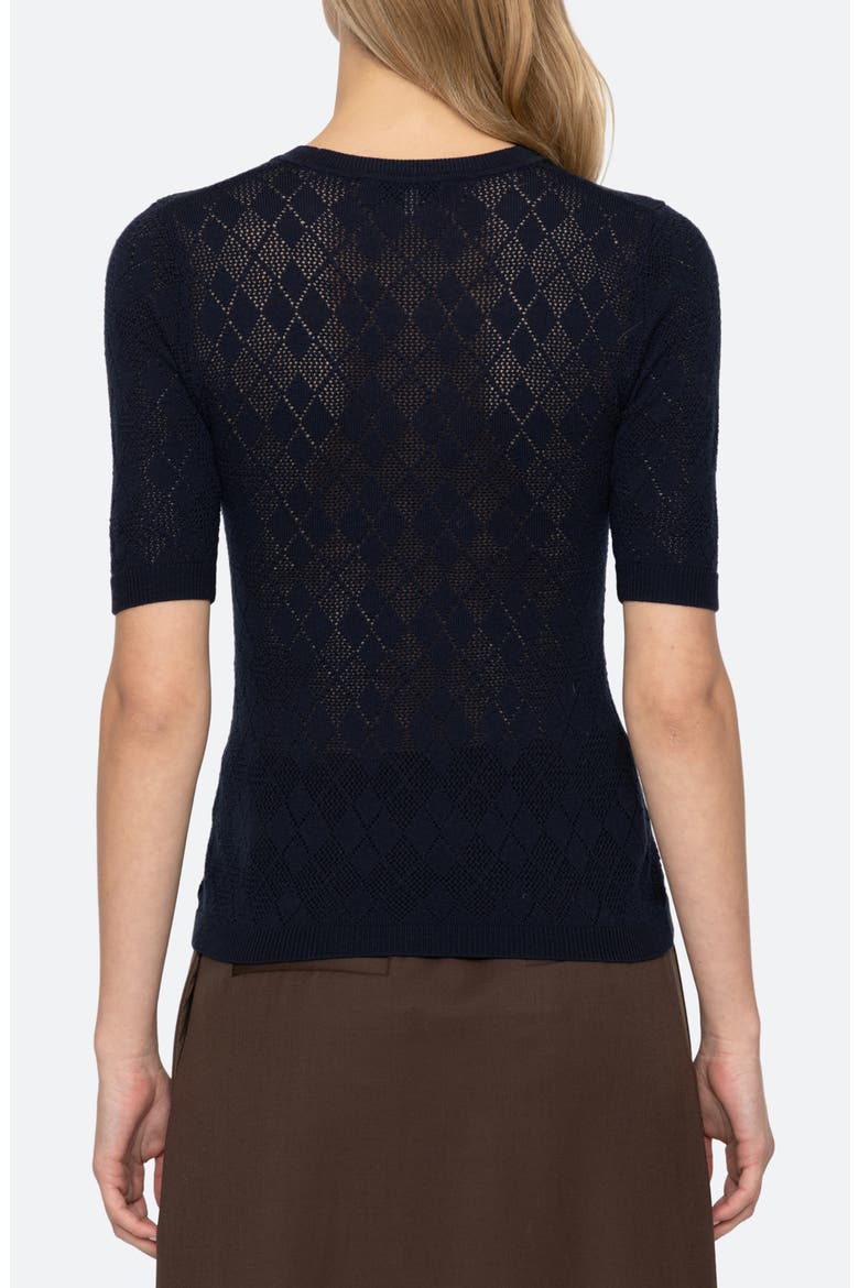 Jane Argyle Short Sleeve Crewneck Sweater, Alternate, color, NAVY