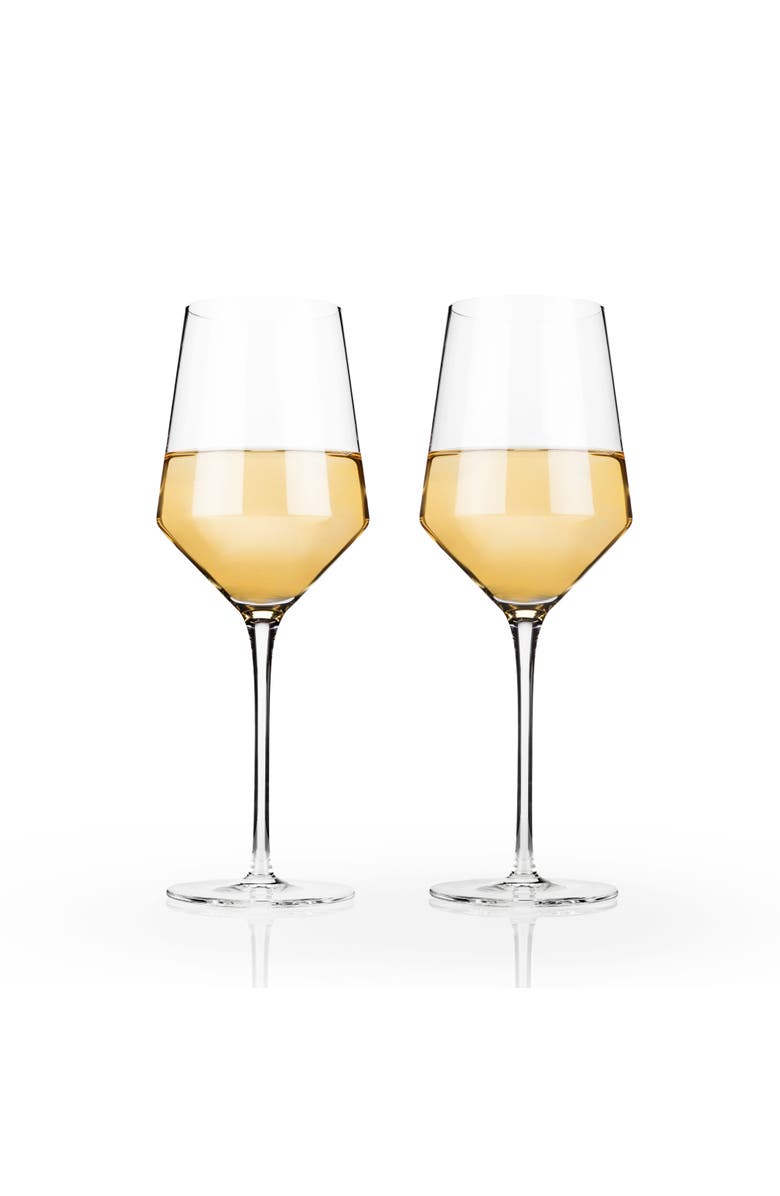 Viski Raye Crystal Angled Chardonnay Glasses Set of 2, Alternate, color, Clear