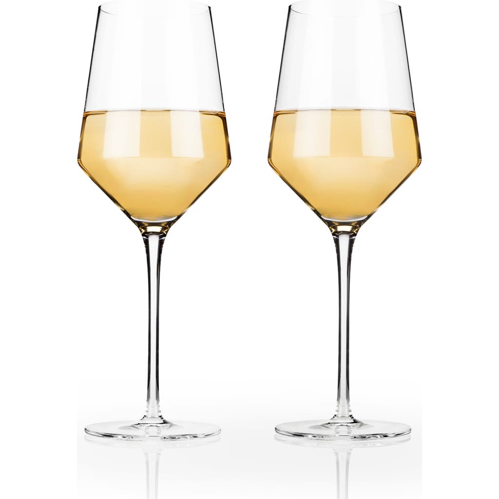 Viski Raye Set Of 2 Crystal Chardonnay Glasses In Clear