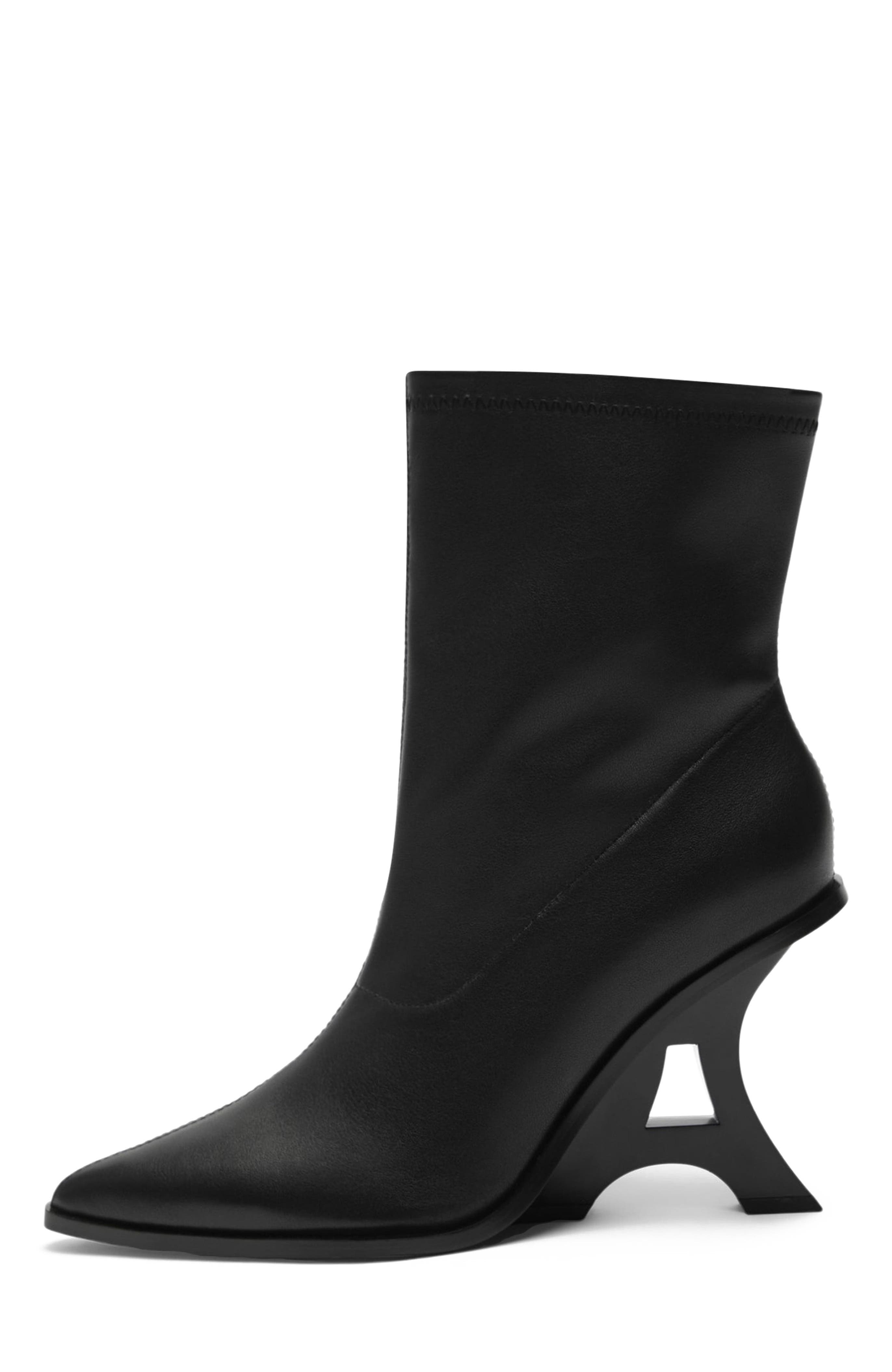 The Eiffel Heeled Leather Boot, Alternate, color, Midnight