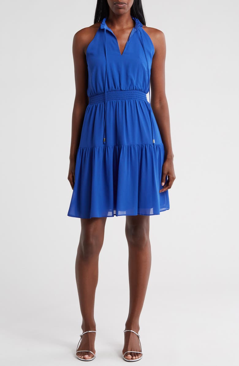 Vince Camuto Sleeveless Smock Waist Chiffon Dress, Main, color, Cobalt