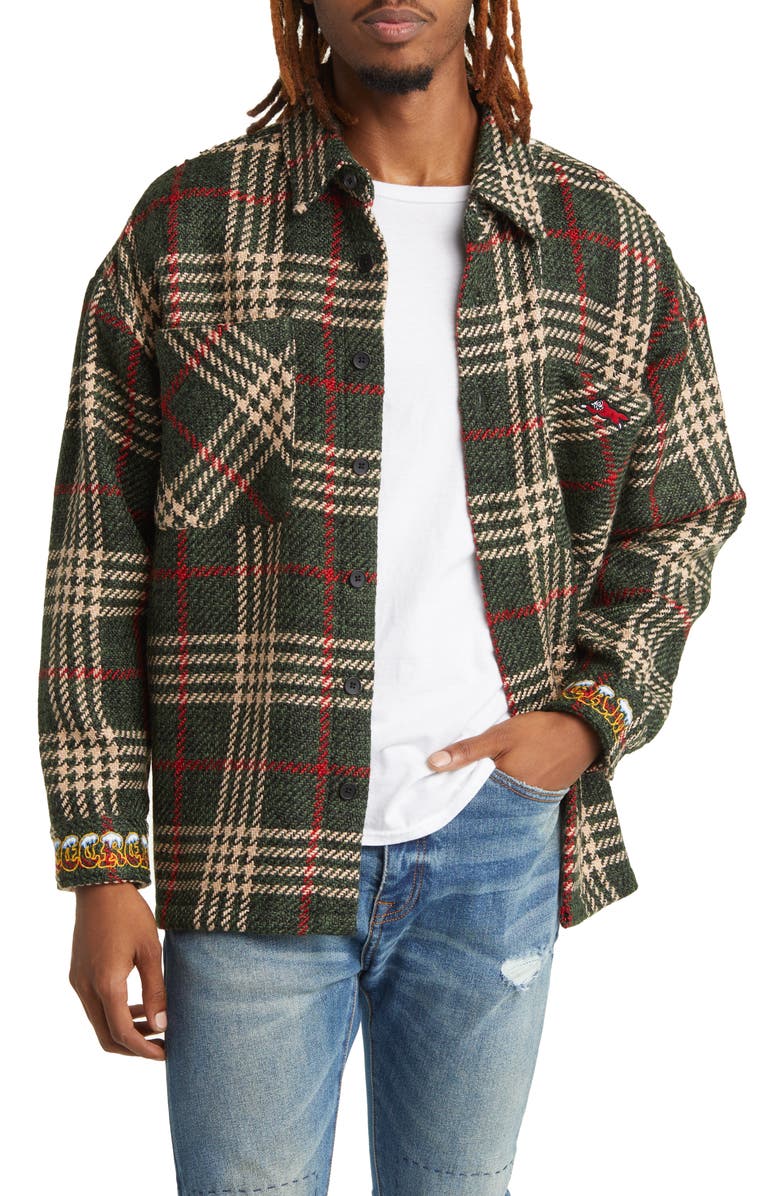 ICECREAM Big Boy Logo Embroidered Cuff Plaid Jacket, Main, color, 