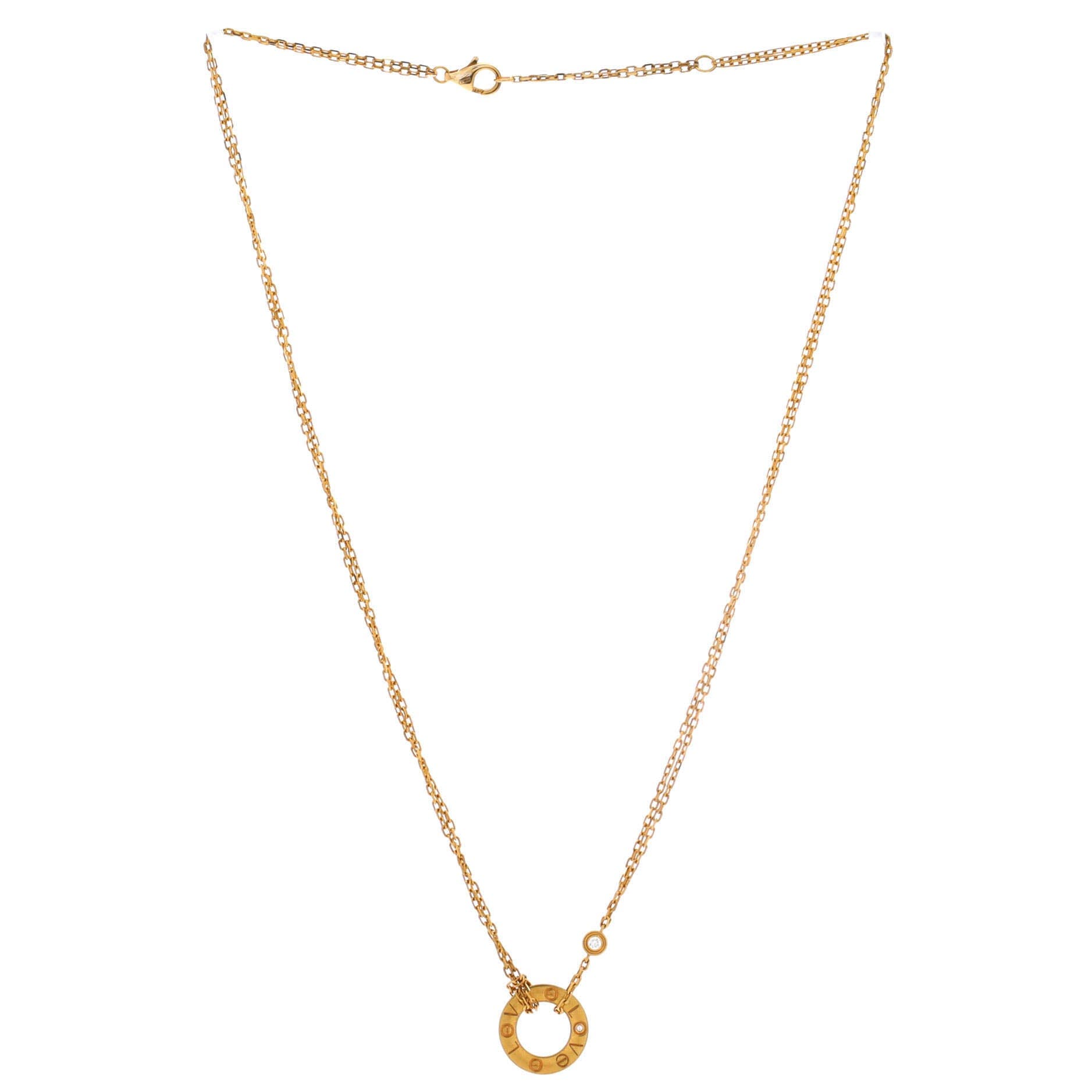 2 Diamonds Love Pendant Necklace 18K Yellow Gold and Diamonds, Alternate, color, Metallic Gold
