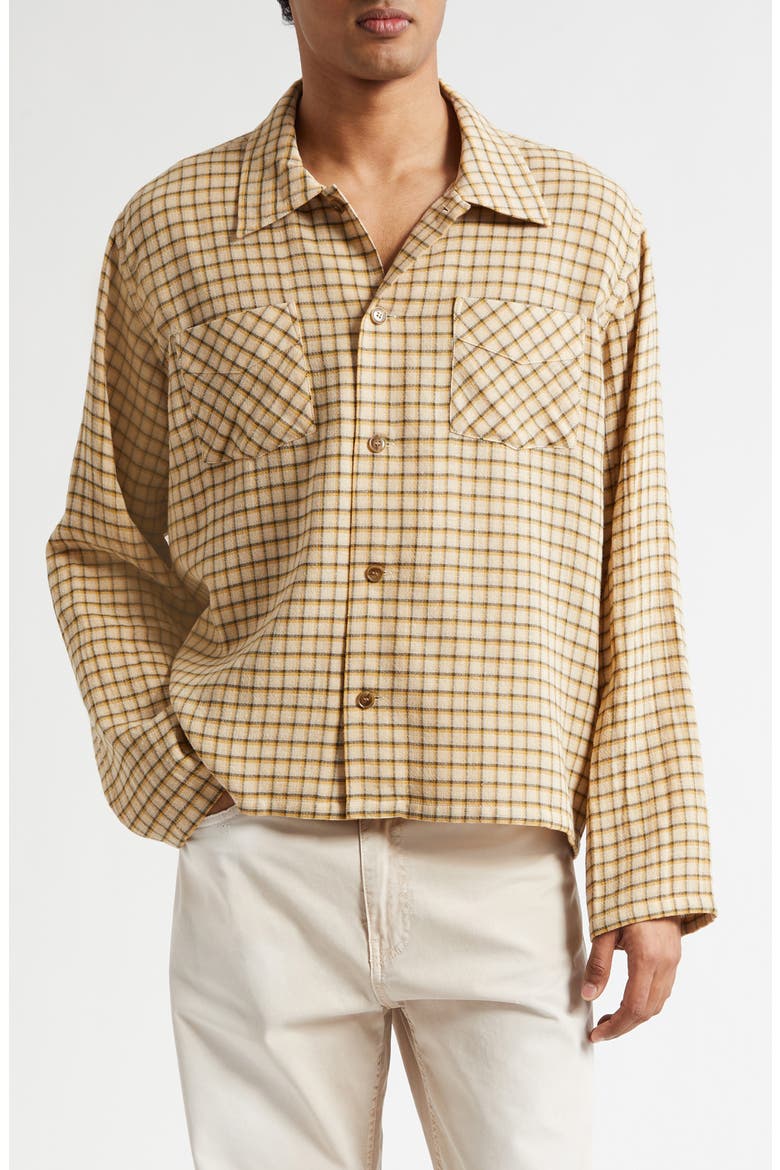Club Check Cotton Blend Overshirt, Main, color, YELLOW CHECK