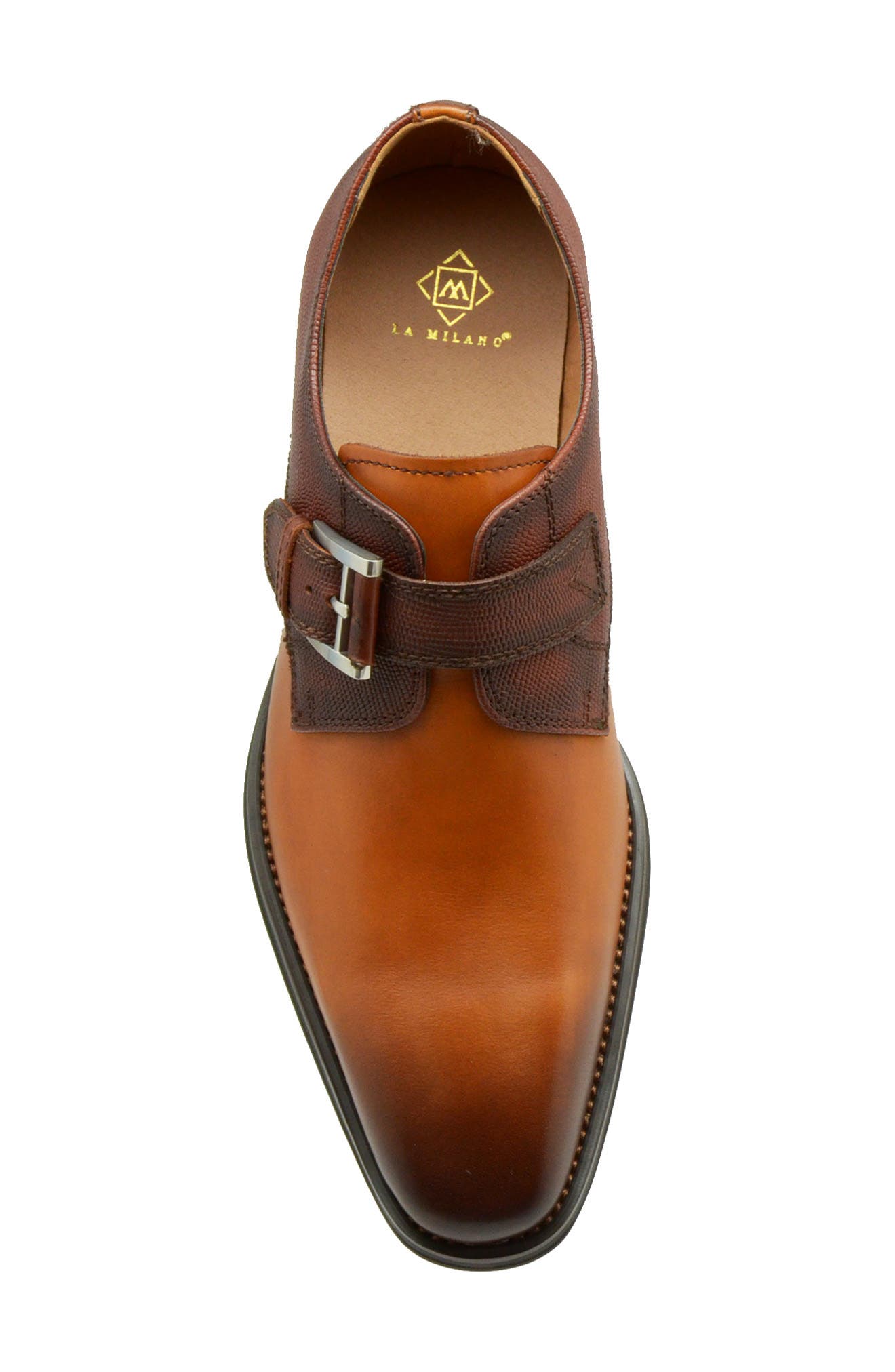 La Milano Albans Monk Shoe, Alternate, color, Tan Dark Brown