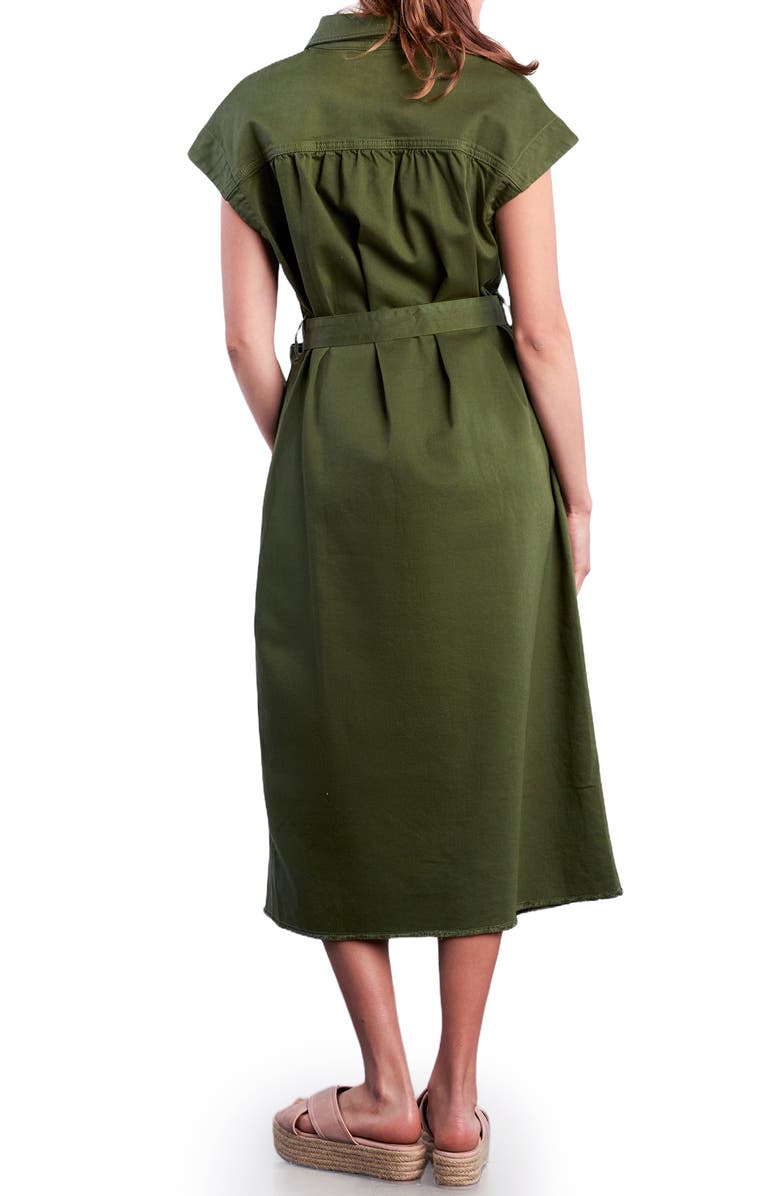 Wash Lab Denim Weekend Belted Denim Shirtdress, Alternate, color, Brushed Army