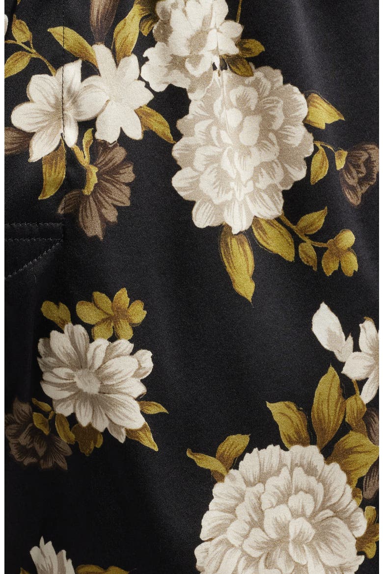 Floral Print Stretch Silk Boxers, Alternate, color, BLACK/ IVORY
