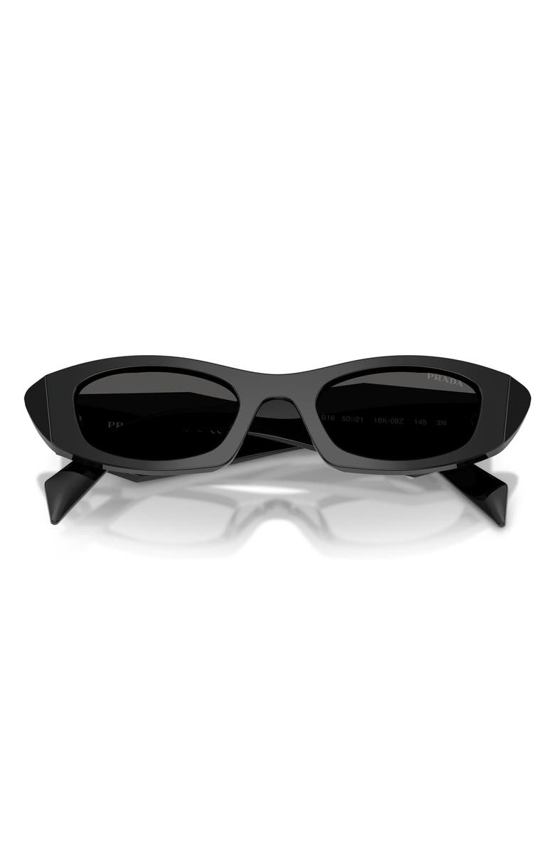 Prada 50mm Oval Sunglasses, Alternate, color, Black / Dark Grey