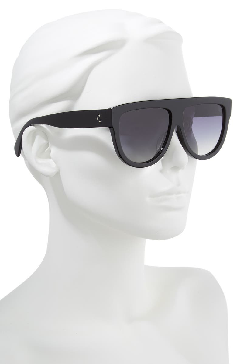 CELINE 60mm Special Fit Polarized Gradient Flat Top Sunglasses, Alternate, color, 