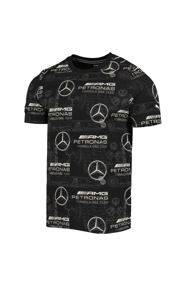 PUMA Men's Puma  Black Mercedes-AMG Petronas F1 Team Allover Print T-Shirt, Alternate, color, 