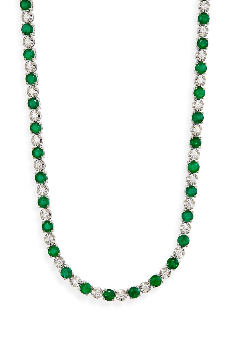 VALANI ATELIER Emerald & Diamond Eternity Necklace, Main, color, 