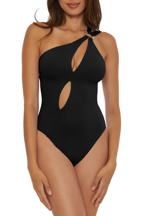 One-Shoulder Cutout One-Piece Swimsuit