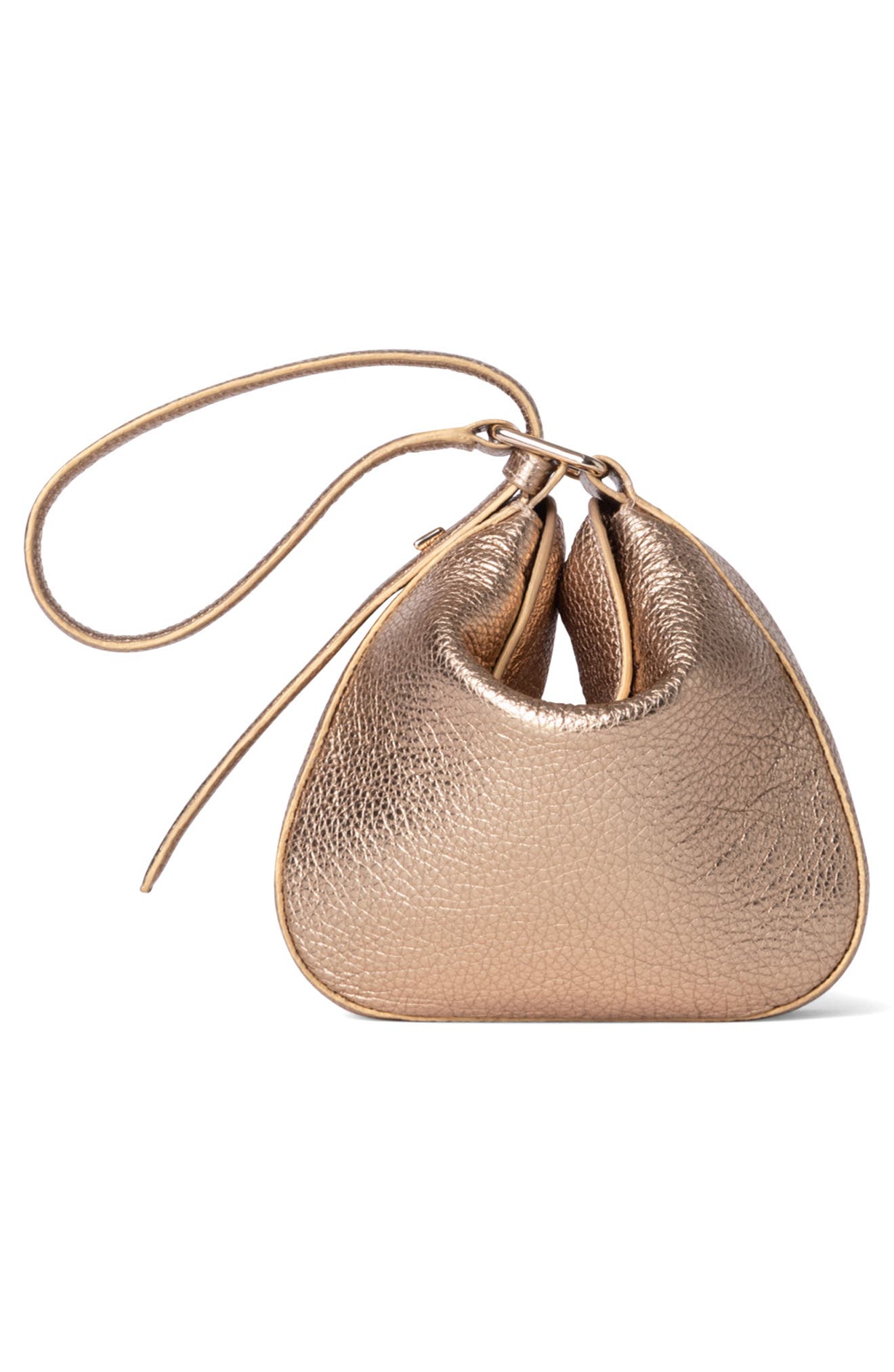 Akris Mini Anna Metallic Leather Hobo Bag, Alternate, color, 