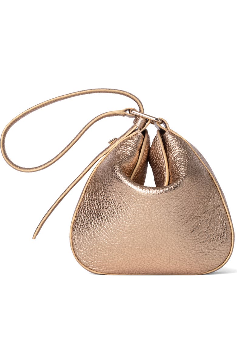 Akris Mini Anna Metallic Leather Hobo Bag, Alternate, color,