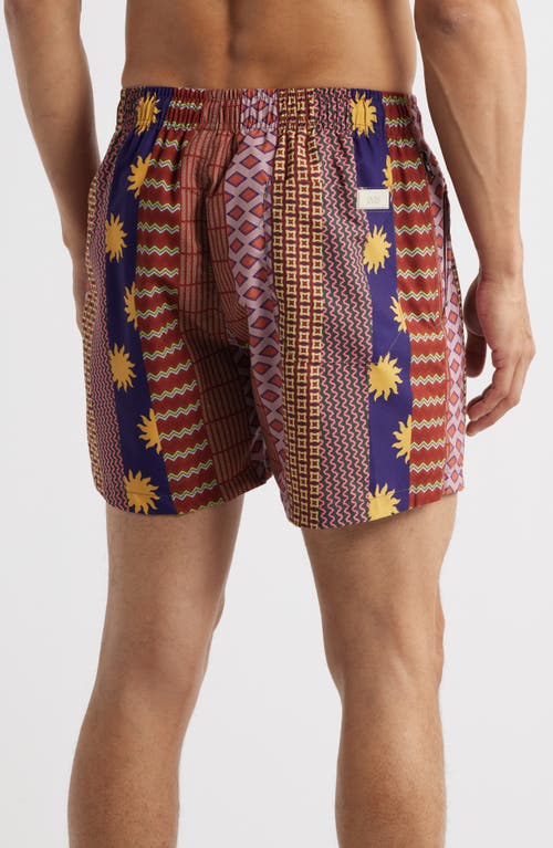 Oas Mixtape Relaxed Fit Swim Trunks In Red