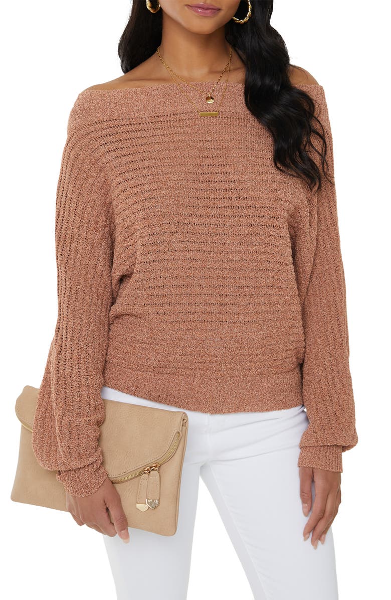 VICI Collection Ribbed Off the Shoulder Dolman Sleeve Sweater, Main, color,