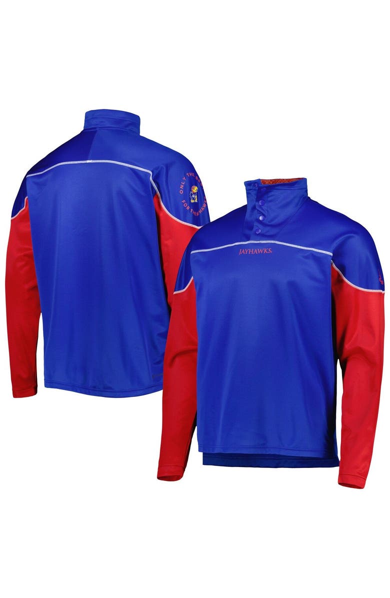 adidas Men's adidas Royal Kansas Jayhawks AEROREADY Knit Quarter-Snap Jacket, Main, color, Royal