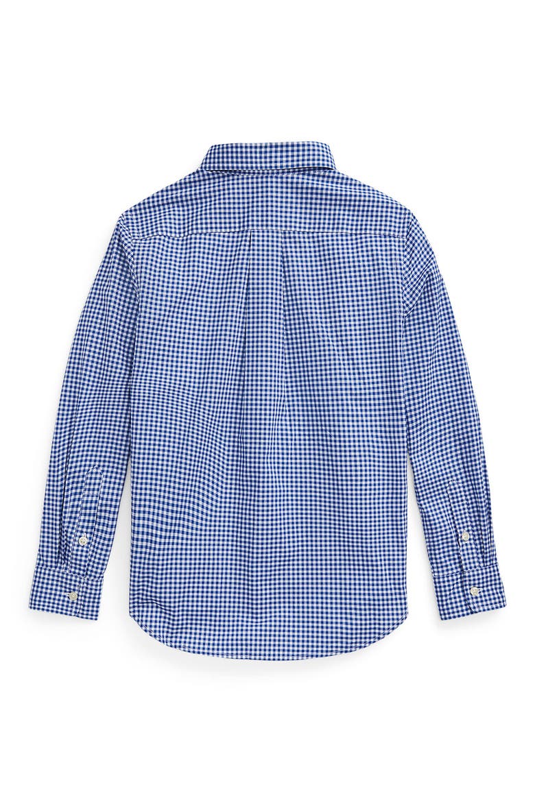 Kids' Gingham Check Cotton Button-Down Shirt, Alternate, color, BLUE MU