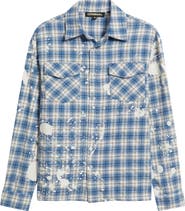 CRIMINAL DAMAGE Bleached Plaid Snap-Up Shirt