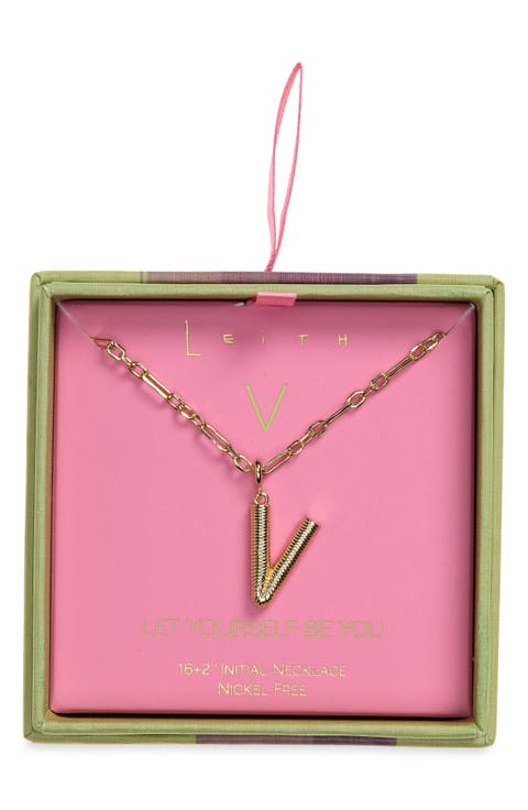 Initial Pendant Paper Clip Chain Necklace